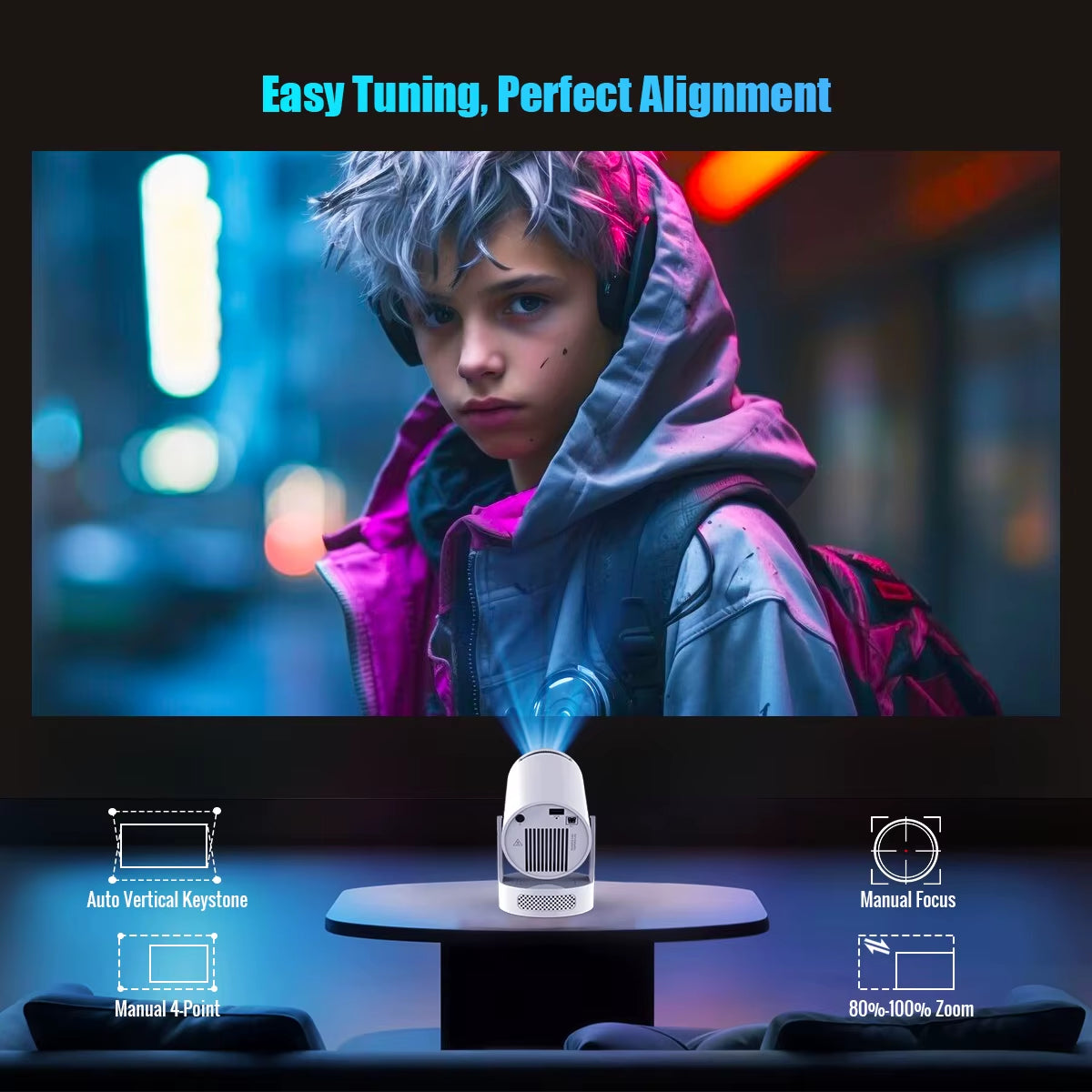 8K Wifi6 Projector 290ANSI Android 14 Dual WIFI Allwinner H726 BT5.0 1280*720P Home Cinema Outdoor Portable HY300 Pro +