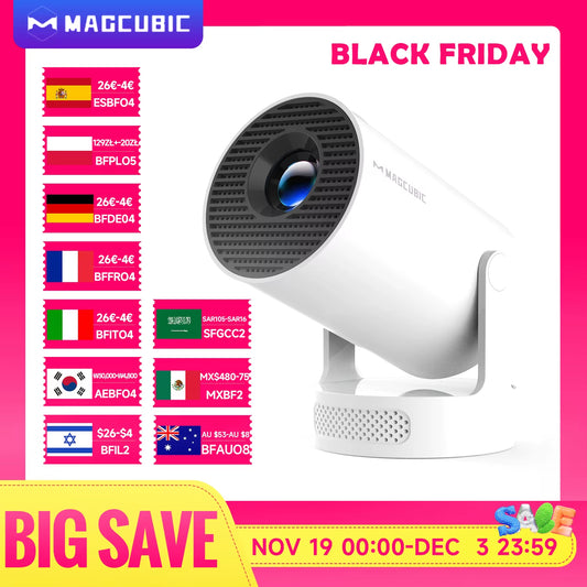 8K Wifi6 Projector 290ANSI Android 14 Dual WIFI Allwinner H726 BT5.0 1280*720P Home Cinema Outdoor Portable HY300 Pro +